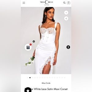 Miss Circle Freddie Lace White Satin Maxi Corset Dress